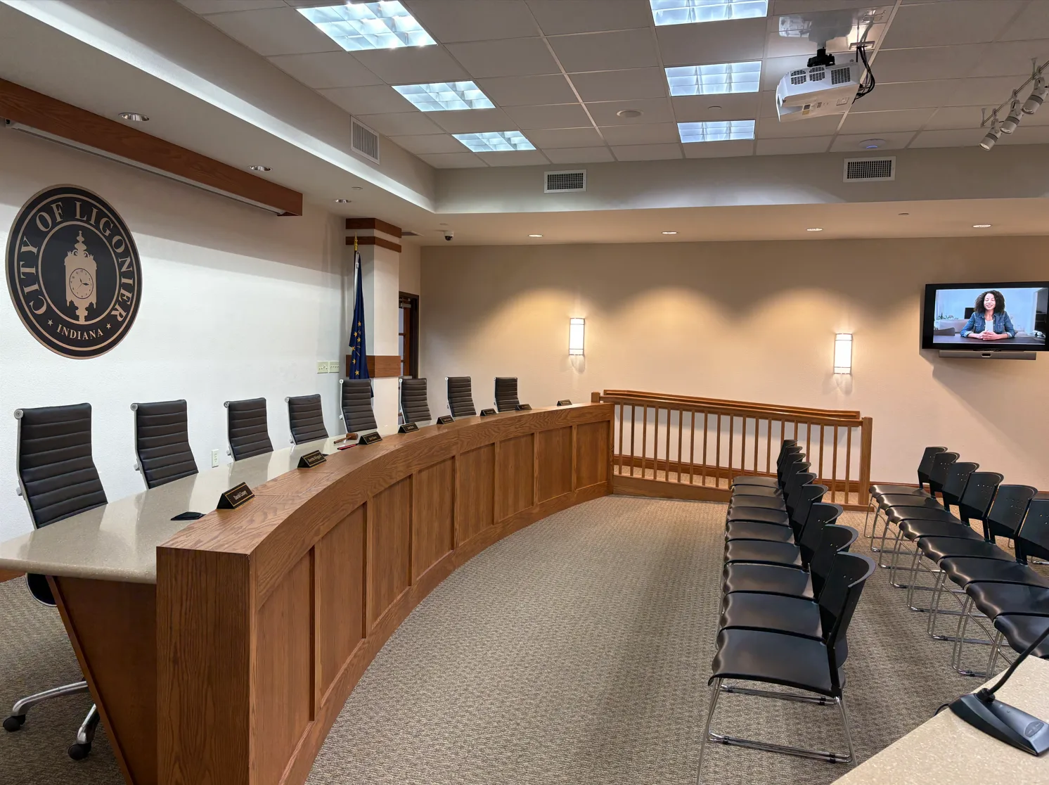City of Ligonier council chambers with video conferencing